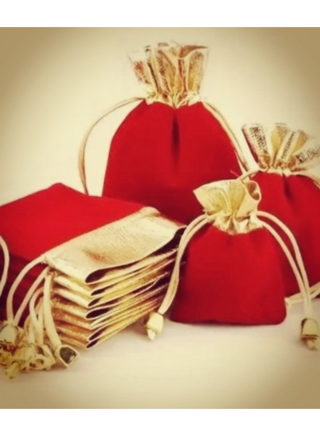 Red Golden-Trim Velvet Gift Bags 30 - Image 3